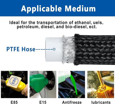 LokoCar 6AN PTFE طقم خط الوقود AN6 E85 نايلون مضفر خط الوقود طقم تركيب خرطوم 10FT أسود in Saudi Arabia