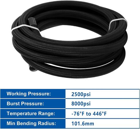 LokoCar 6AN PTFE طقم خط الوقود AN6 E85 نايلون مضفر خط الوقود طقم تركيب خرطوم 10FT أسود in Saudi Arabia