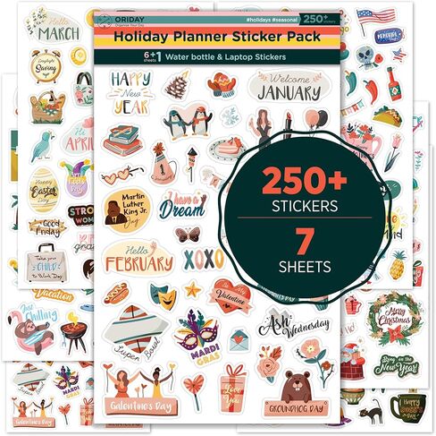Happy Holiday Seasonal Planner Stickers - 500+ Cute Stickers for Daily Planners – Monthly Events, Halloween, Calendars, Journal, Female Empowerment, Teachers, +6 Water Bottle Stickers Pack in Saudi Arabia