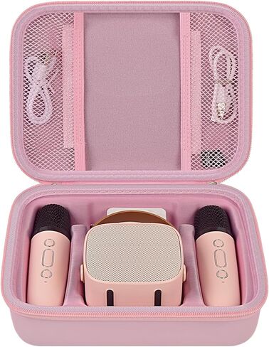 حافظة ميكروفون صغيرة لآلة الكاريوكي للأطفال من أجل YLL/لـ VERKB/لـ MEGUO/لـ UMEIJA/لـ Darkant/لـ Kingci/لـ Snowall 2 ميكروفونات لاسلكية، منظم حقيبة الألعاب للفتيات والأولاد الصغار (صندوق فقط) - وردي in Kuwait