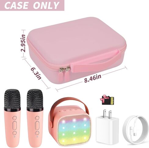 حافظة ميكروفون صغيرة لآلة الكاريوكي للأطفال من أجل YLL/لـ VERKB/لـ MEGUO/لـ UMEIJA/لـ Darkant/لـ Kingci/لـ Snowall 2 ميكروفونات لاسلكية، منظم حقيبة الألعاب للفتيات والأولاد الصغار (صندوق فقط) - وردي in Kuwait