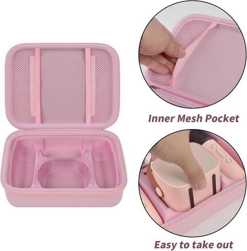 حافظة ميكروفون صغيرة لآلة الكاريوكي للأطفال من أجل YLL/لـ VERKB/لـ MEGUO/لـ UMEIJA/لـ Darkant/لـ Kingci/لـ Snowall 2 ميكروفونات لاسلكية، منظم حقيبة الألعاب للفتيات والأولاد الصغار (صندوق فقط) - وردي in Kuwait