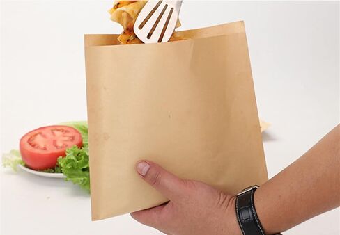 50pcs 9x7.8 Inches Food Grade Grease Resistant Kraft Paper Bag for Sandwiches, Hamburgers and Snacks. Waxed and Harmless. Great for Takeaway and Home Use. Recyclable and Eco-friendly. in Saudi Arabia