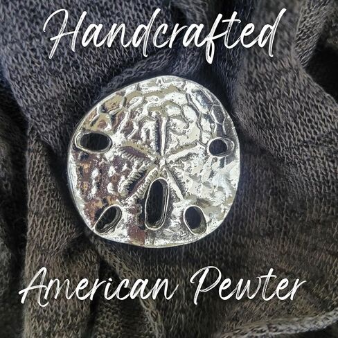 Handcrafted Pewter Sand Dollar Scarf Pin - Gift Packaged - Magnetic back No Holes in Clothes - Made in USA (Shipped by Amazon Prime) in Saudi Arabia