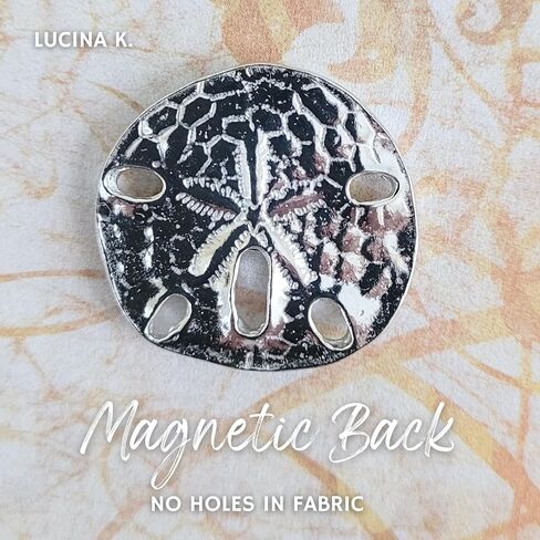 Handcrafted Pewter Sand Dollar Scarf Pin - Gift Packaged - Magnetic back No Holes in Clothes - Made in USA (Shipped by Amazon Prime) in Saudi Arabia
