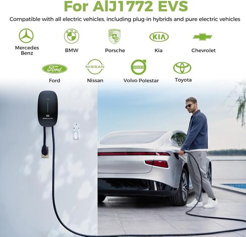 شاحن EV ECOLUX-E Home Wallbox EV، المستوى 1-2 (40 أمبير 240 فولت) محطة شحن المركبات الكهربائية، NEMA 14-50P، 23 قدمًا، كابل J1772، تركيب مثالي داخلي/خارجي in Saudi Arabia