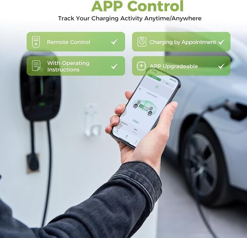 شاحن EV ECOLUX-E Home Wallbox EV، المستوى 1-2 (40 أمبير 240 فولت) محطة شحن المركبات الكهربائية، NEMA 14-50P، 23 قدمًا، كابل J1772، تركيب مثالي داخلي/خارجي in Saudi Arabia