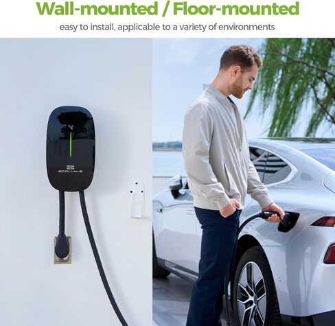 شاحن EV ECOLUX-E Home Wallbox EV، المستوى 1-2 (40 أمبير 240 فولت) محطة شحن المركبات الكهربائية، NEMA 14-50P، 23 قدمًا، كابل J1772، تركيب مثالي داخلي/خارجي in Saudi Arabia