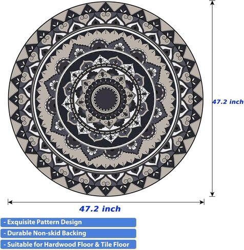 سجادة كرسي جينابلي للأرضيات الصلبة، 47 بوصة × 47 بوصة سجادة كرسي مكتب للسجاد، سجادة كرسي الكمبيوتر للكرسي الدوار غير قابلة للانزلاق، سجادات حماية الأرضية المستديرة للمكتب المنزلي in Kuwait