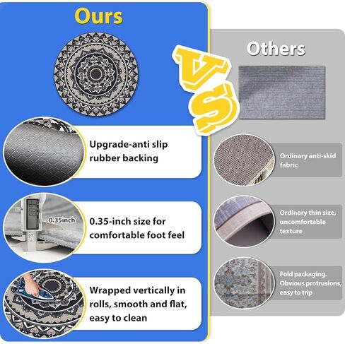 سجادة كرسي جينابلي للأرضيات الصلبة، 47 بوصة × 47 بوصة سجادة كرسي مكتب للسجاد، سجادة كرسي الكمبيوتر للكرسي الدوار غير قابلة للانزلاق، سجادات حماية الأرضية المستديرة للمكتب المنزلي in Kuwait