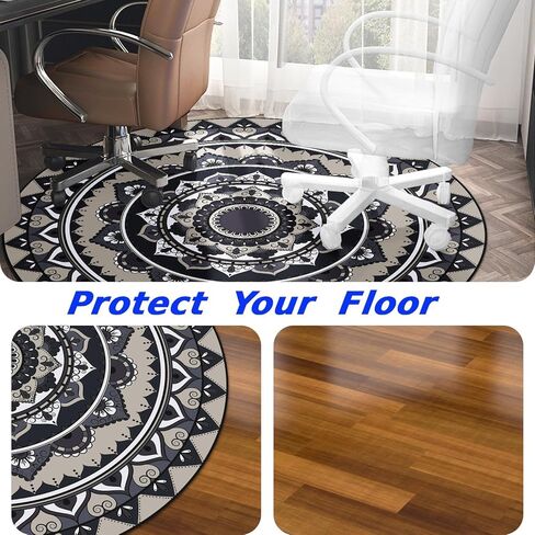 سجادة كرسي جينابلي للأرضيات الصلبة، 47 بوصة × 47 بوصة سجادة كرسي مكتب للسجاد، سجادة كرسي الكمبيوتر للكرسي الدوار غير قابلة للانزلاق، سجادات حماية الأرضية المستديرة للمكتب المنزلي in Kuwait