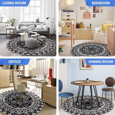 سجادة كرسي جينابلي للأرضيات الصلبة، 47 بوصة × 47 بوصة سجادة كرسي مكتب للسجاد، سجادة كرسي الكمبيوتر للكرسي الدوار غير قابلة للانزلاق، سجادات حماية الأرضية المستديرة للمكتب المنزلي in Kuwait