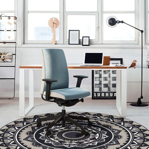 سجادة كرسي جينابلي للأرضيات الصلبة، 47 بوصة × 47 بوصة سجادة كرسي مكتب للسجاد، سجادة كرسي الكمبيوتر للكرسي الدوار غير قابلة للانزلاق، سجادات حماية الأرضية المستديرة للمكتب المنزلي in Kuwait