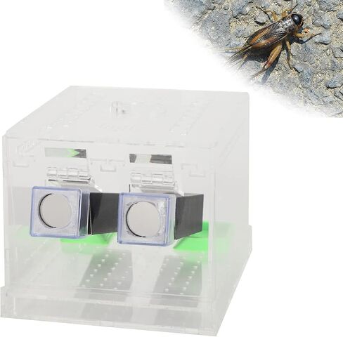 Feeding Box, Transparent Acrylic Reptile Feeding Cricket Keeper Pen with Tubes Cockroach Care Kit Reptile Viewing Box(L) in Saudi Arabia