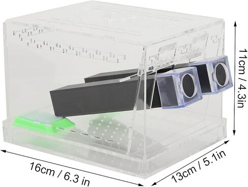 Feeding Box, Transparent Acrylic Reptile Feeding Cricket Keeper Pen with Tubes Cockroach Care Kit Reptile Viewing Box(L) in Saudi Arabia