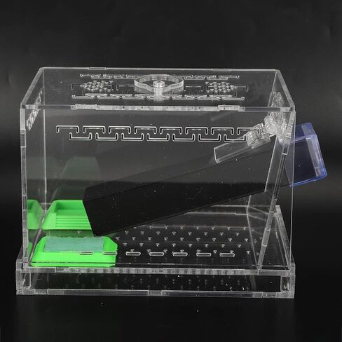 Feeding Box, Transparent Acrylic Reptile Feeding Cricket Keeper Pen with Tubes Cockroach Care Kit Reptile Viewing Box(L) in Saudi Arabia