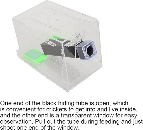 Feeding Box, Transparent Acrylic Reptile Feeding Cricket Keeper Pen with Tubes Cockroach Care Kit Reptile Viewing Box(L) in Saudi Arabia
