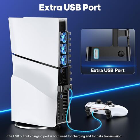 مروحة تبريد للقرص النحيف PS5 ووحدة التحكم الرقمية، 3 مستويات لمروحة التبريد النحيفة PS5 مع 9 شفرات مروحة مطورة، مروحة تبريد لجهاز PS5 Slim مع الضوء الأزرق، ملحقات PS5 Slim للتبريد الهادئ in Kuwait