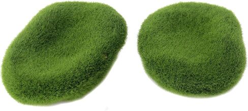 Crapyt Moss Pebble Artificial Flocking Moss Covered Stone Ball Decor 1 PCS Fish Tank Pond Aquarium Garden Plant Faux Moss Pillow 6-8cm/2.36-3.15 inch Green Irregular Natural Size River Rock Flora DIY in Saudi Arabia