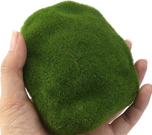 Crapyt Moss Pebble Artificial Flocking Moss Covered Stone Ball Decor 1 PCS Fish Tank Pond Aquarium Garden Plant Faux Moss Pillow 6-8cm/2.36-3.15 inch Green Irregular Natural Size River Rock Flora DIY in Saudi Arabia