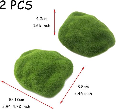 Crapyt Moss Pebble Artificial Flocking Moss Covered Stone Ball Decor 1 PCS Fish Tank Pond Aquarium Garden Plant Faux Moss Pillow 6-8cm/2.36-3.15 inch Green Irregular Natural Size River Rock Flora DIY in Saudi Arabia