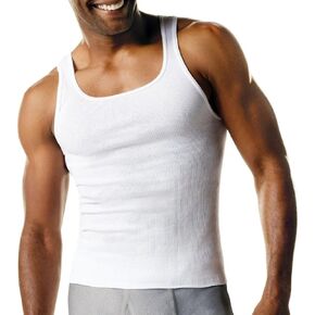 Hanes Men's Ribbed Cotton Tank 6-Pack, Black 6-Pack, Small in Kuwait