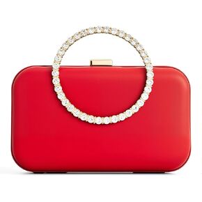 Women’s Rhinestone Circular Evening Bag Clutch with Detachable Chain for Party Wedding Formal in Saudi Arabia