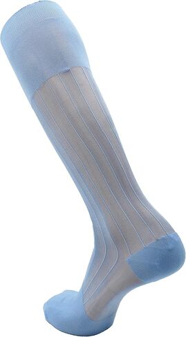 3-Pack Mens Mid Calf Sheer Silk Nylon Dress Socks (White (Style 2)) in Kuwait