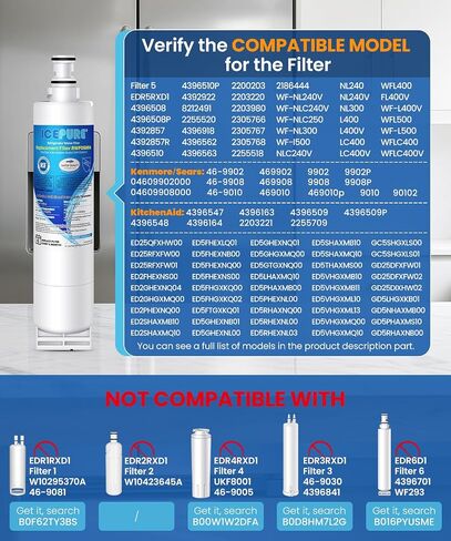 ICEPURE PRO 4396508 NSF53&42 Premium Replacement for Whirlpool 4396510, Filter 5, EDR5RXD1, NL240V, WFL400, 46-9902, 9010, RWF0500A Refrigerator Water Filter,1PACK in Saudi Arabia