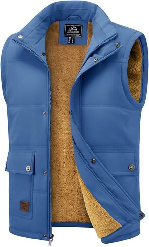 MAGCOMSEN Men's Outerwear Vests Winter Stand Collar Padded Vest Warm Fleece Lined Vests in Saudi Arabia