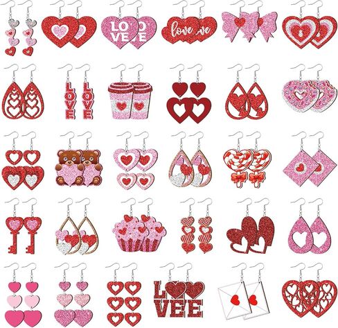 Landical 30 Pairs Glitter 4th of July Patriotic Earrings Bulk for Women Double Sided Print 250th Anniversary Independence Day Wooden Earring American Flag Red White Blue Jewelry Gift in Saudi Arabia