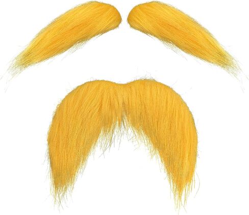 Yellow Mustache and Eyebrows for Adults, Novelty Yellow Fake Beard and Eyebrows, Cosplay Halloween Costume Accessories Funny Party Favor Men Women in Saudi Arabia