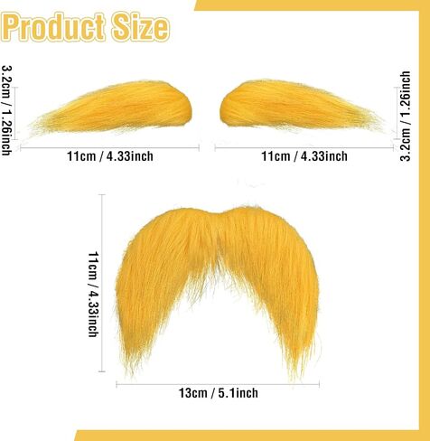 Yellow Mustache and Eyebrows for Adults, Novelty Yellow Fake Beard and Eyebrows, Cosplay Halloween Costume Accessories Funny Party Favor Men Women in Saudi Arabia