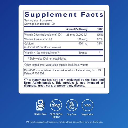 Pure Encapsulations Calcium K/D | Supplement for Bone Strength, Immune System, Colon, and Cardiovascular Health* | 60 Capsules in Saudi Arabia
