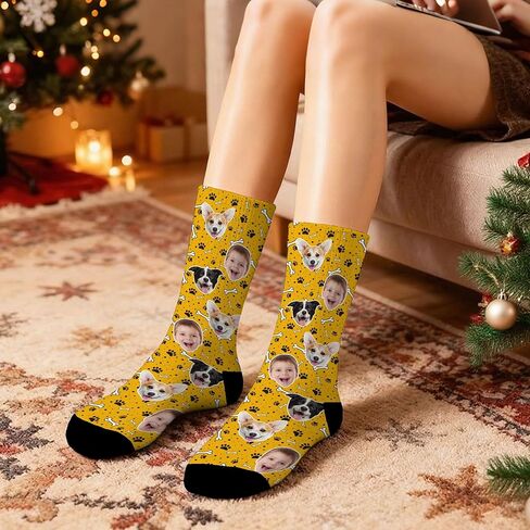 Custom Socks with Photo,Personalized Socks,Funny Face Sock,Novelty Sock Memorial Gift for Women Men Dog,and Cat in Saudi Arabia