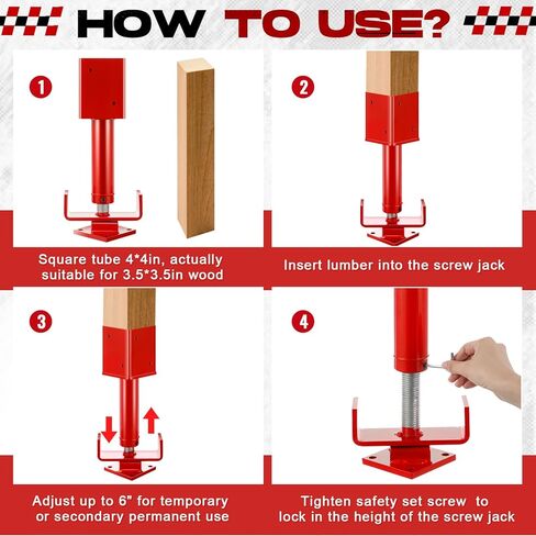 Zonon 6x6 Prock Jack Post ، 15.8 " - 21.8" نطاق الارتفاع 30 ، 000 رطل حمولة الحمل مقب in Kuwait