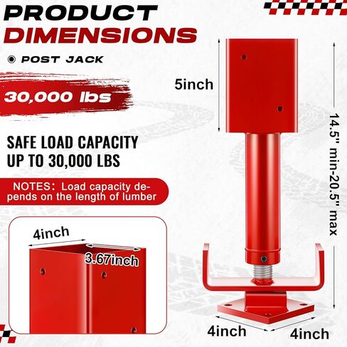 Zonon 6x6 Prock Jack Post ، 15.8 " - 21.8" نطاق الارتفاع 30 ، 000 رطل حمولة الحمل مقب in Kuwait