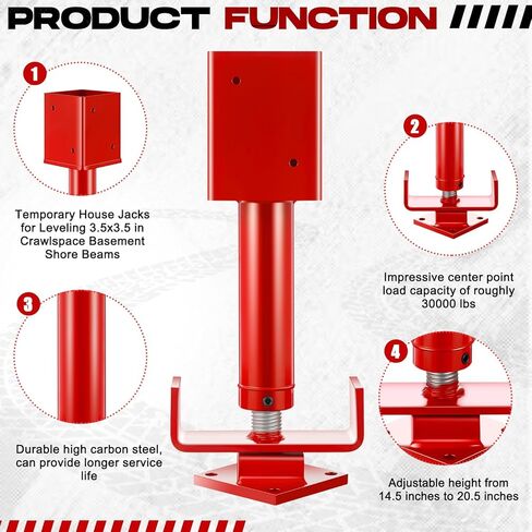 Zonon 6x6 Prock Jack Post ، 15.8 " - 21.8" نطاق الارتفاع 30 ، 000 رطل حمولة الحمل مقب in Kuwait