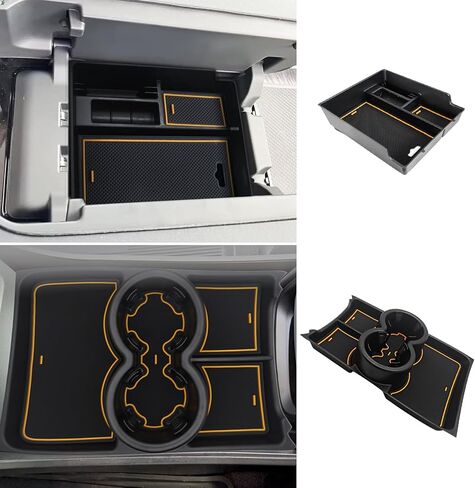 BestEvMod for Rivian R1T & R1S Accessories Center Console Organizer Tray Armrest Storage Box ABS Material with PVC Trim Compatible with Rivian R1T/R1S 2022-2025 Accessories(W/O Coin,Black) in Saudi Arabia