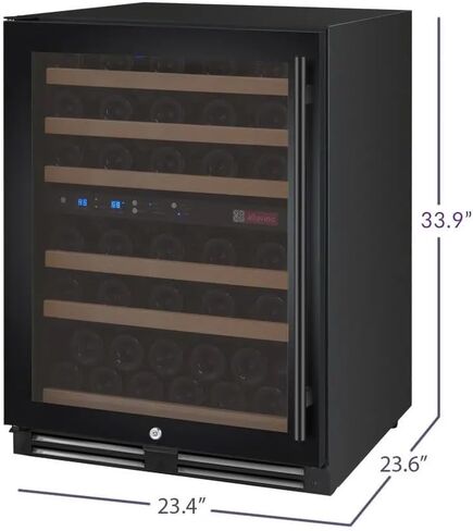 Allavino 24" Wide FlexCount II Tru-Vino 56 Bottle Dual Zone Black Left Hinge Wine Refrigerator in Kuwait
