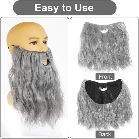 Wizard Beard Curly Long Brown Fake Beard Costume Fake Mustache False Facial Hair Carnival Themed Party Cosplay Halloween Brown(Brown) in Saudi Arabia