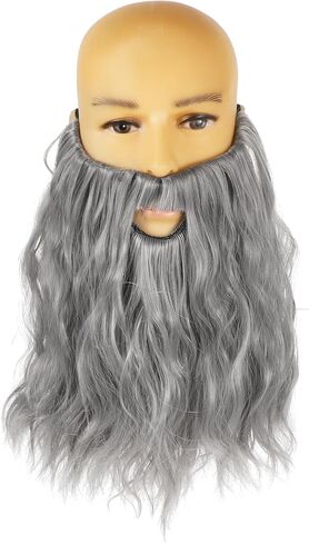 Wizard Beard Curly Long Brown Fake Beard Costume Fake Mustache False Facial Hair Carnival Themed Party Cosplay Halloween Brown(Brown) in Saudi Arabia