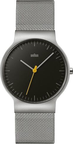 Braun Mens Slim 3-Hand Analogue Quartz Watch, Black Dial and Black Milanese Mesh Strap, 38mm Black Stainless Steel Case, Model BN0211BKMHG. in Saudi Arabia
