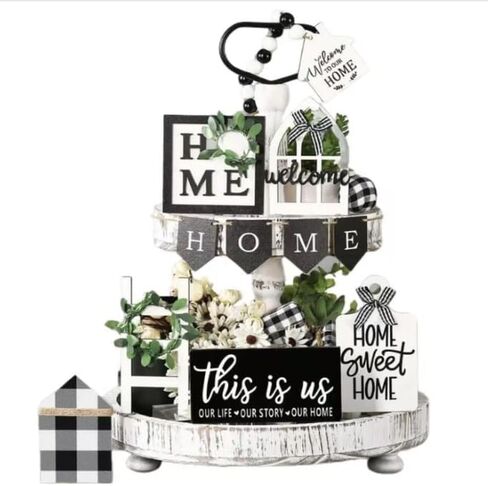 Fall Thanksgiving Tiered Tray Decor Set Pumpkin Wood Sign Gnome Ladder Rustic Farmhouse Fall Home Kitchen Decor for Table Autumn Harvest Decorative Signs 15PCS in Saudi Arabia