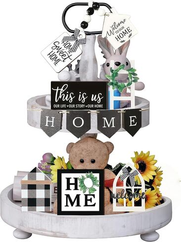 Fall Thanksgiving Tiered Tray Decor Set Pumpkin Wood Sign Gnome Ladder Rustic Farmhouse Fall Home Kitchen Decor for Table Autumn Harvest Decorative Signs 15PCS in Saudi Arabia