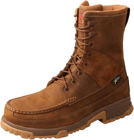 Twisted X 8-Inch Composite Toe Work Boots for Men, Handcrafted Full-Grain Leather Steel Toe Boots with CellStretch Comfort Technology, Compression EVA Midsole, and Removable Footbed, Distressed Saddle, 11 W in Saudi Arabia