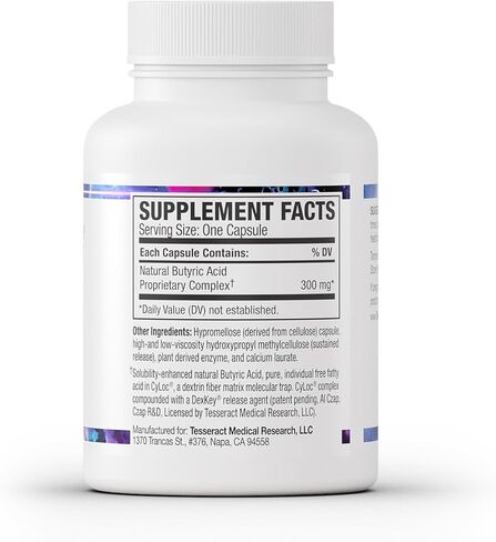 Tesseract Medical Research ProButyrate Gut Health Supplement, Butyric Acid Complex, Gastrointestinal Support Supplement, Helps Restore Balance to Stabilize Gut Microbiome, 600mg, 120 Capsules in Kuwait