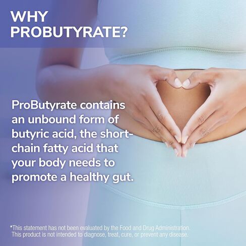 Tesseract Medical Research ProButyrate Gut Health Supplement, Butyric Acid Complex, Gastrointestinal Support Supplement, Helps Restore Balance to Stabilize Gut Microbiome, 600mg, 120 Capsules in Kuwait