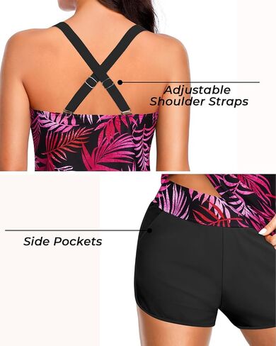 Aqua Eve Womens Tankini مع شورتات - قطعتين من البطن تحكم في ملابس السباحة الرياضية مع جيوب 2025 ملابس السباحة in Saudi Arabia
