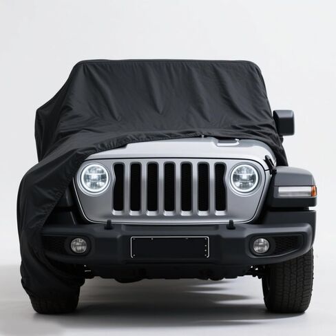 غطاء سيارة Fit FIndoor بديل لسيارة Jeep Wrangler 4 Door 2006-2025 JK JL، غطاء سيارة داخلي فاخر قابل للتمدد مخصص لمقاومة الغبار، المرآب تحت الأرض، عرض السيارة، مناسب للجسم (أسود) in Kuwait